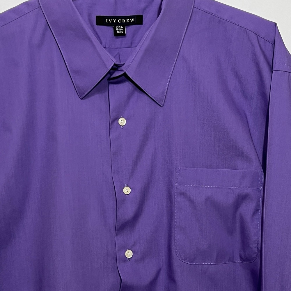 Ivy Crew Long Sleeve Button Up Dress Shirt Purple Men Size 2XL 18-18.5 34/35 - Picture 2 of 9